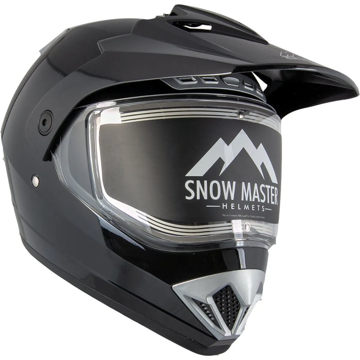 Snow Master TX45 Ultra Light Weight Glossy Black Dual Sport Snowmobile Motorcycle Full Face Helmet for Men & Women - DOT Approved for Bike Scooter ATV UTV Chopper Skateboard