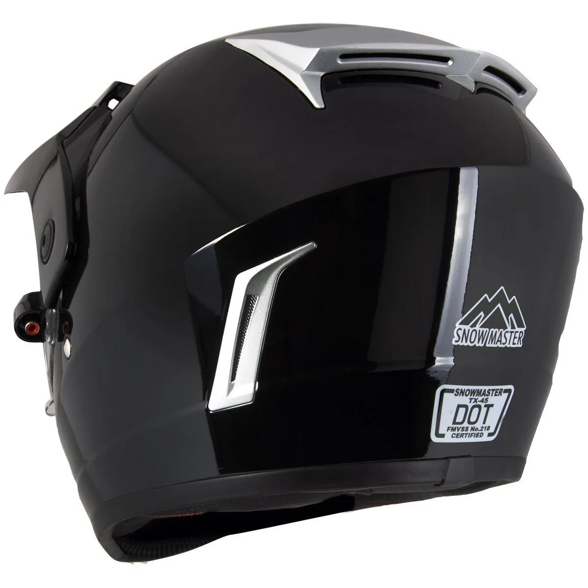 Snow Master TX45 Ultra Light Weight Glossy Black Dual Sport Snowmobile Motorcycle Full Face Helmet for Men & Women - DOT Approved for Bike Scooter ATV UTV Chopper Skateboard