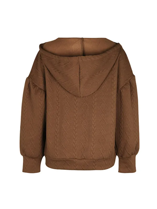 TEEK - Coffee Knitted Long Hooded Sweatshirt