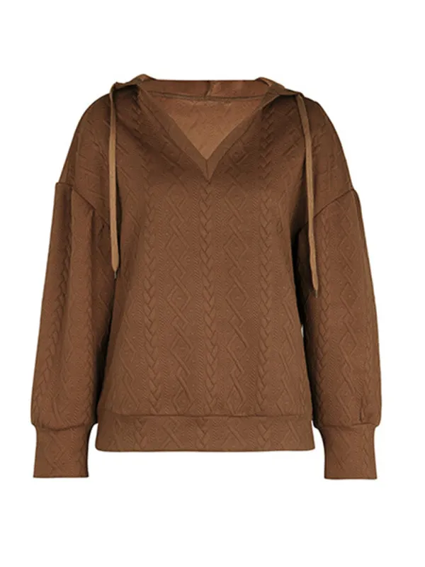 TEEK - Coffee Knitted Long Hooded Sweatshirt