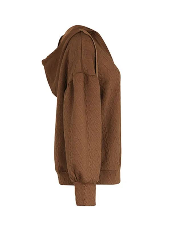 TEEK - Coffee Knitted Long Hooded Sweatshirt