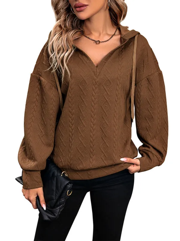 TEEK - Coffee Knitted Long Hooded Sweatshirt