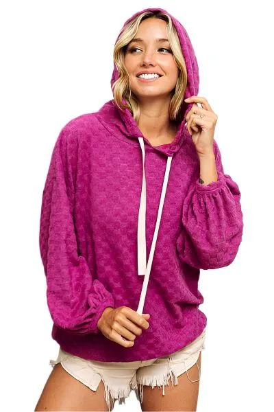 TEEK - Magenta Brushed Checker Hoodie