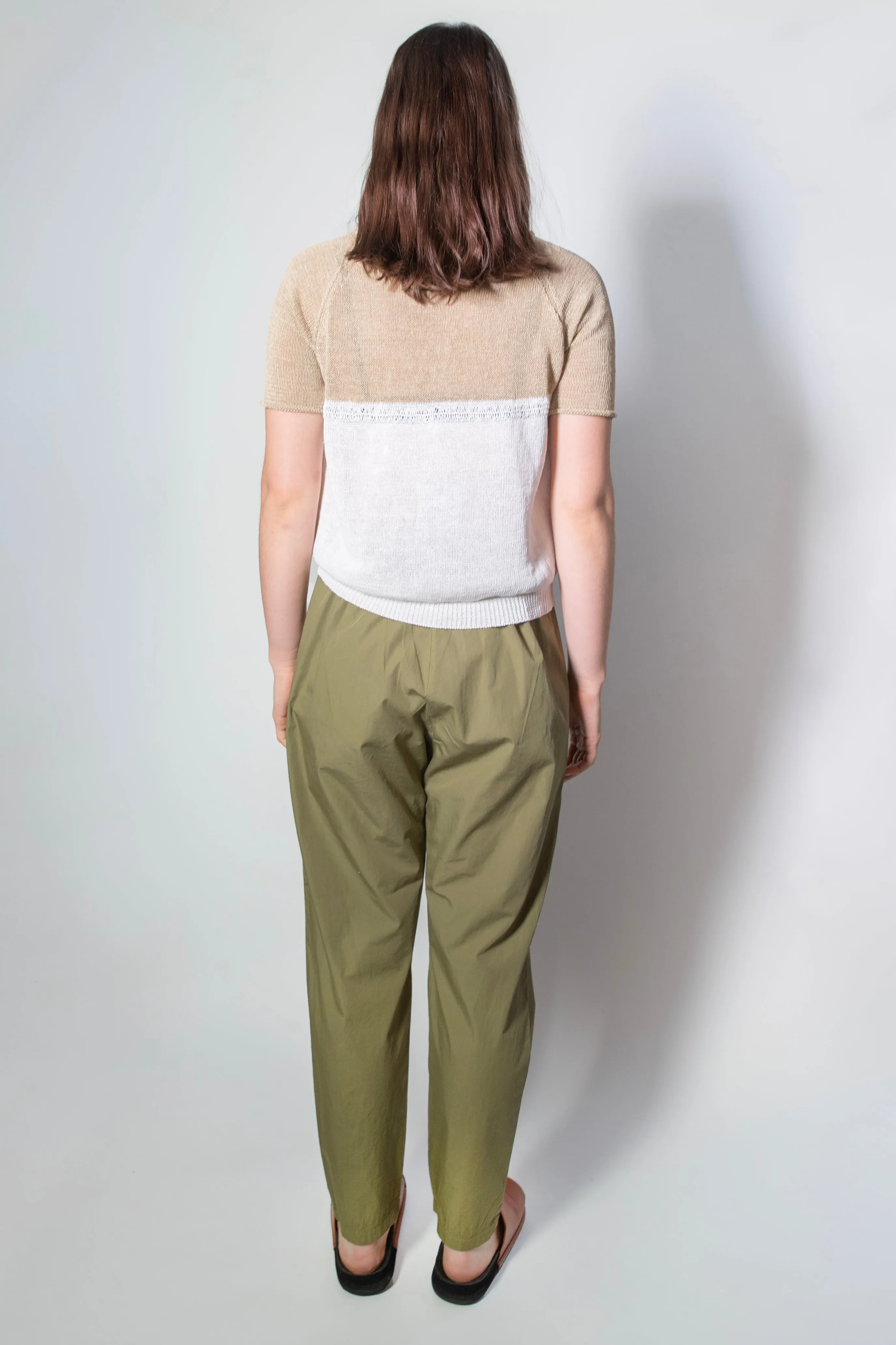 Transit Par Such Tapered Slim Cotton Pant in Olive Green