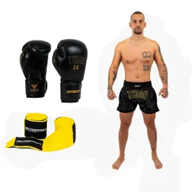 Tyson Package: Boxing Gloves   Shorts   FREE 3m Yellow Hand Wraps