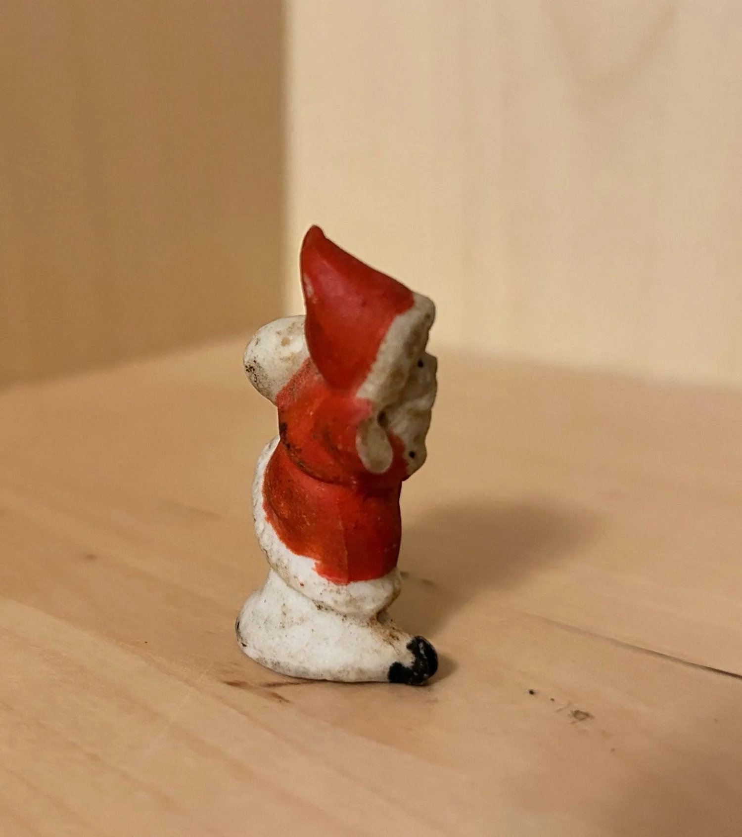 Vintage 1940s Bisque Porcelain Running Santa