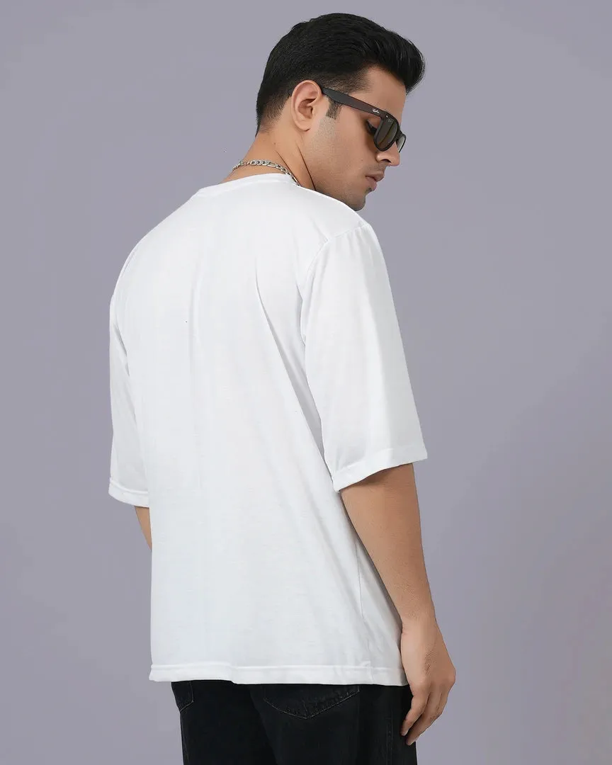 White Oversized (Printed) Men's T-shirt