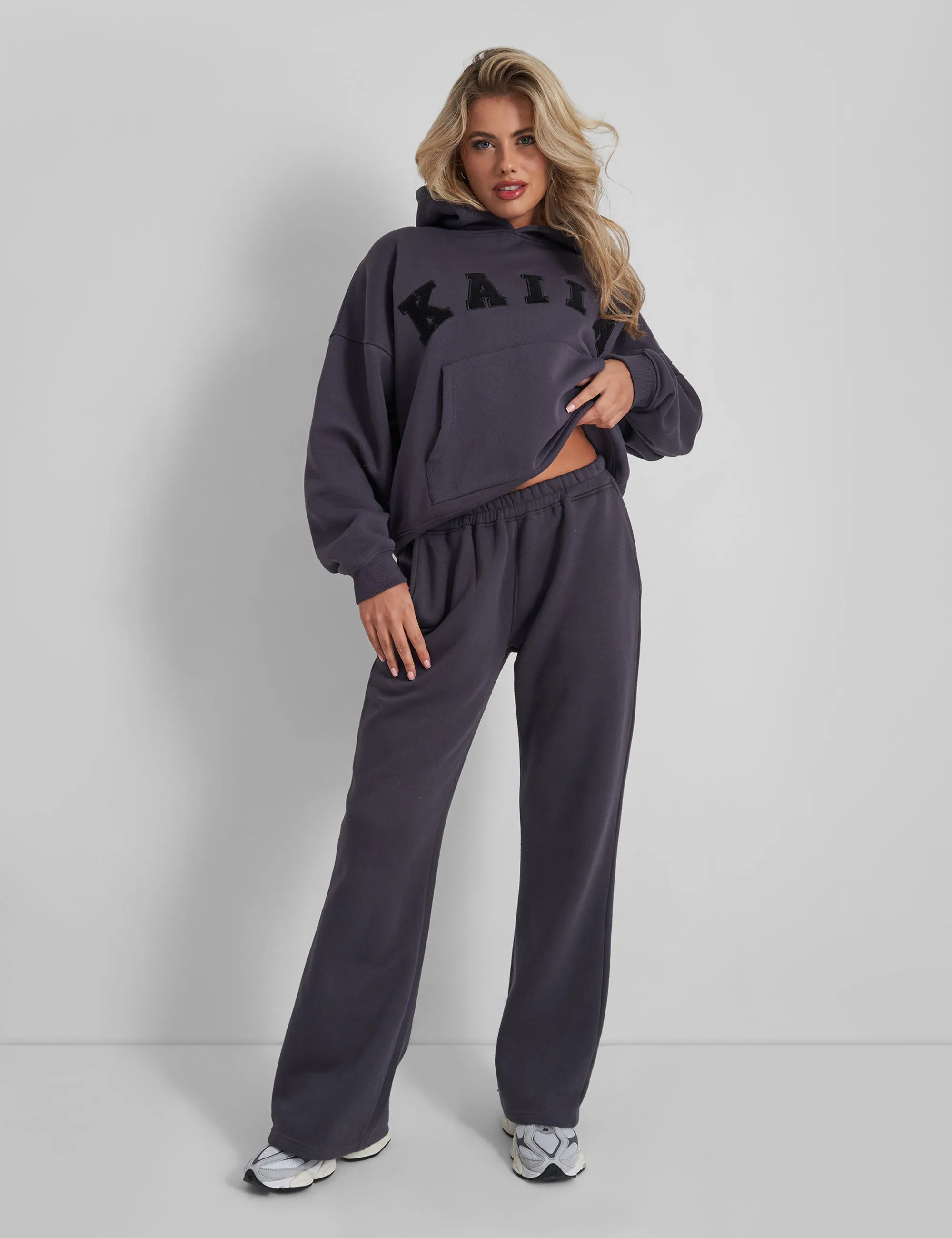 Wide Leg Sweat Pants Dark Grey