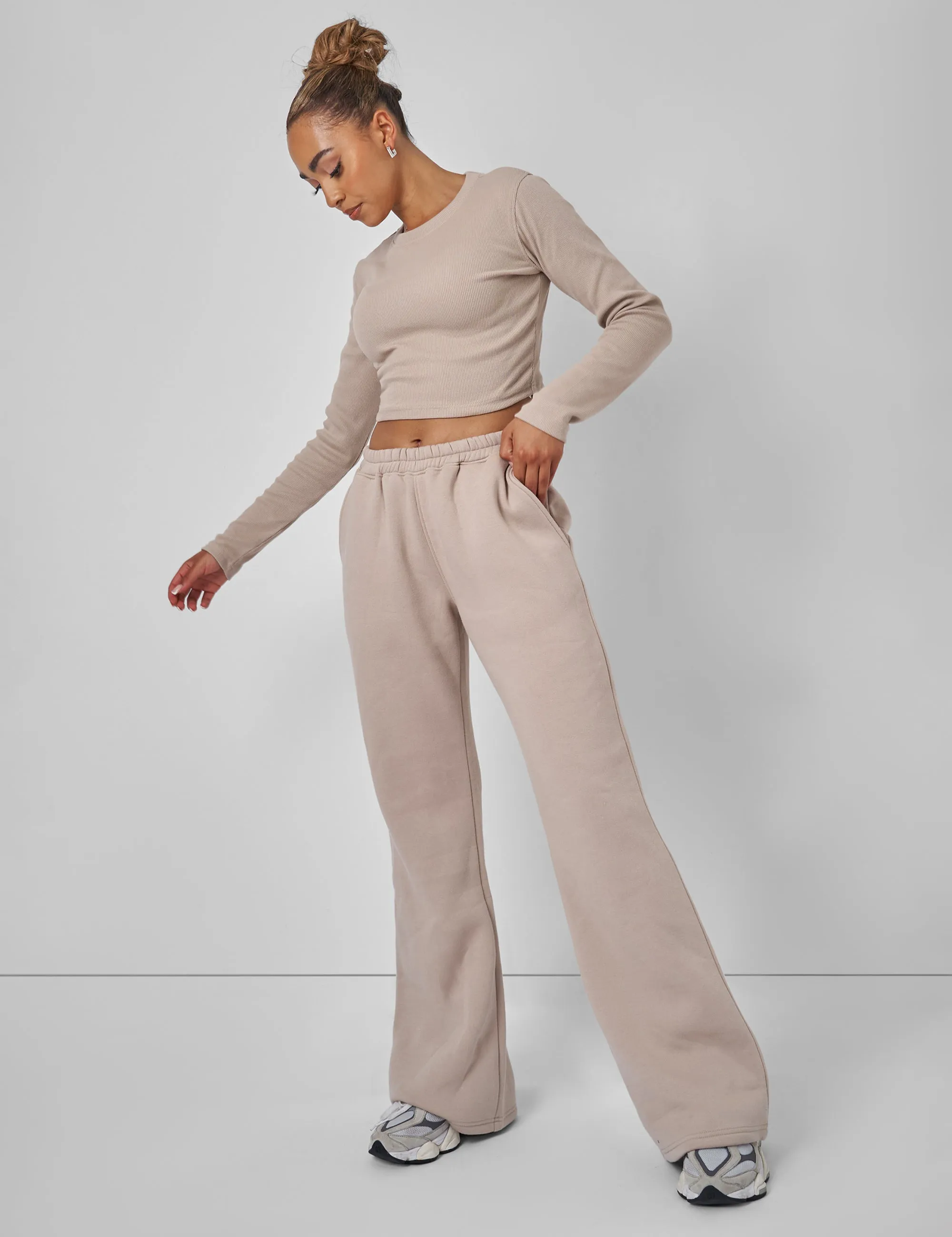 Wide Leg Sweat Pants Stone