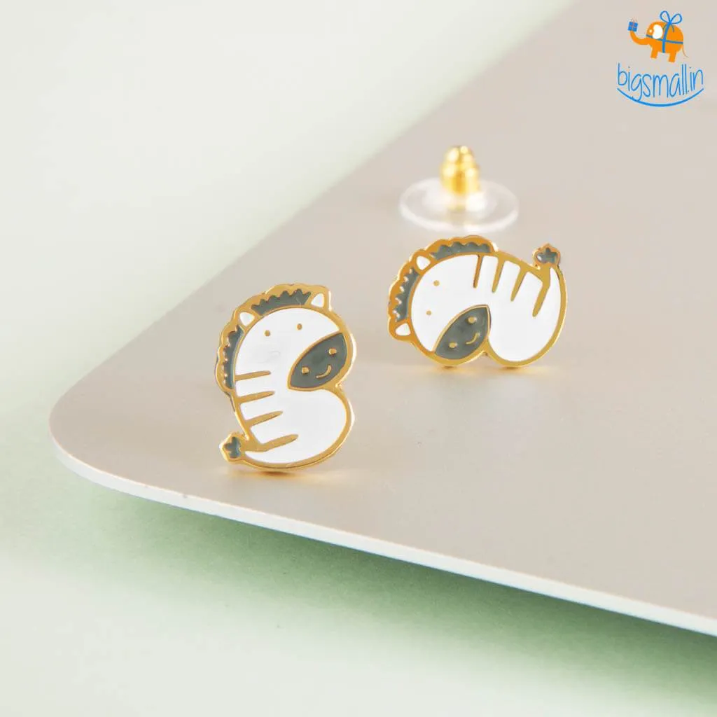 Zebra Gold Plated Earrings