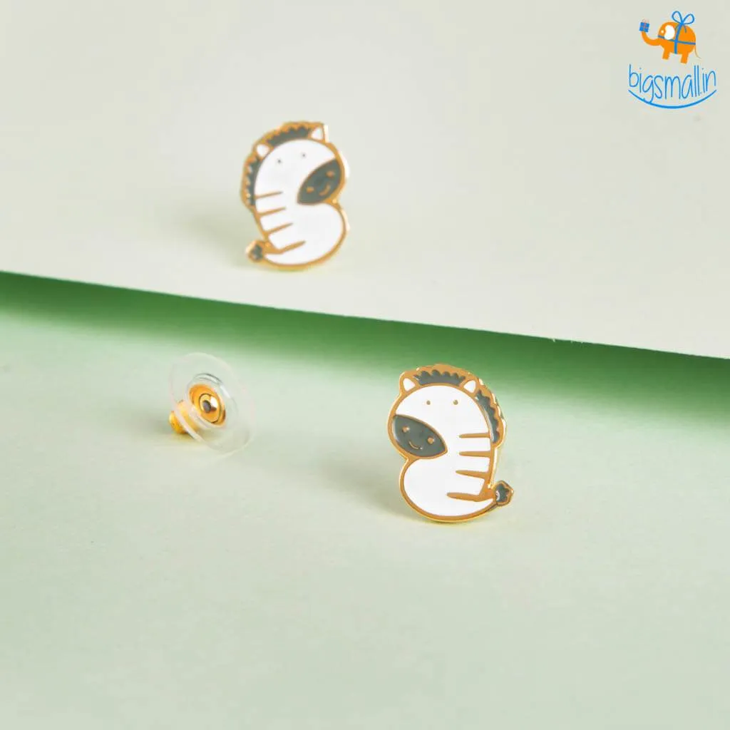 Zebra Gold Plated Earrings